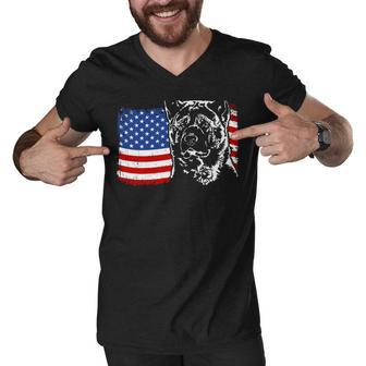 Funny Proud Akita American Flag Patriotic Dog Gift Sweatshirt Men V-Neck Tshirt - Thegiftio UK