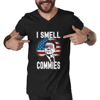 Funny Reagan Political Humor I Smell Commies Reaganomics Men V-Neck Tshirt - Monsterry DE