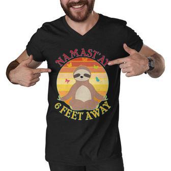 Funny Sloth Namastay 6 Feet Away Men V-Neck Tshirt - Monsterry