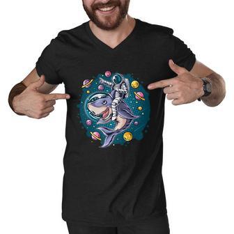 Funny Space Galaxy Astronaut Shark Men V-Neck Tshirt - Monsterry CA