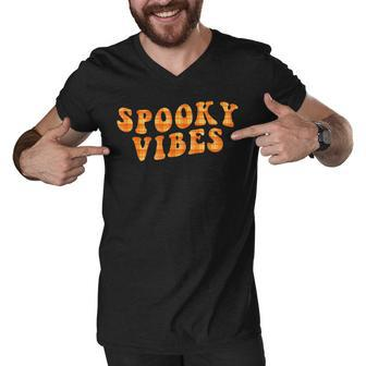 Funny Spooky Vibes Halloween Spooky Season Trick Or Treat Men V-Neck Tshirt - Seseable