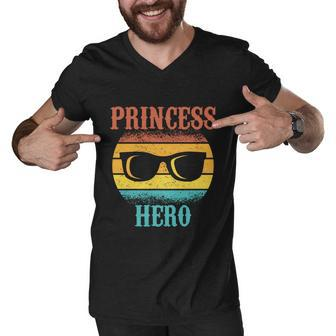 Funny Tee For Fathers Day Princess Hero Of Daughters Great Gift Men V-Neck Tshirt - Monsterry CA