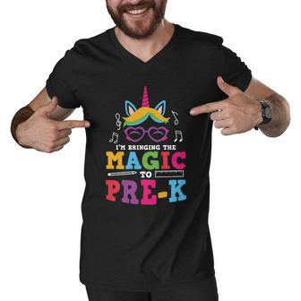 Funny Unicorn Im Bringing The Magic Pre_K Back To School Men V-Neck Tshirt - Monsterry