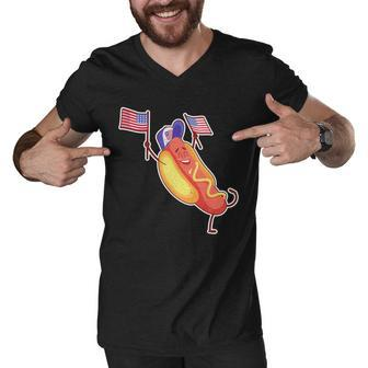 Funny Usa American Flag Hotdog Men V-Neck Tshirt - Monsterry
