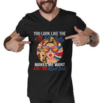 Funny You Look Like The 4Th Of July Makes Me Want A Hot Dog Men V-Neck Tshirt - Monsterry CA