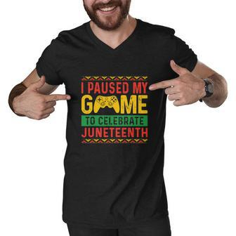 Gamer I Paused My Game To Celebrate Juneteenth 1865 Graphic Design Printed Casual Daily Basic V2 Men V-Neck Tshirt - Thegiftio UK