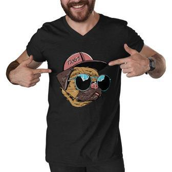 Gangster Pug Dog Hipster Cool Shades Men V-Neck Tshirt - Monsterry DE