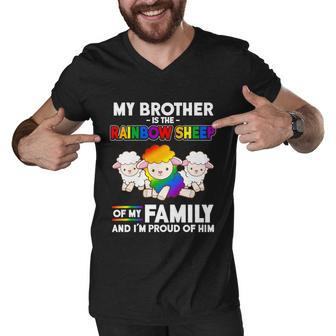Gay Pride Brother Rainbow Sheep Of Family Proud Coming Out Cool Gift Men V-Neck Tshirt - Monsterry DE