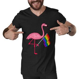 Gay Pride Pink Flamingo Lgbt Pride Month Gifts Men V-Neck Tshirt - Thegiftio UK