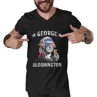 George Sloshington George Washington 4Th Of July Men V-Neck Tshirt - Monsterry DE