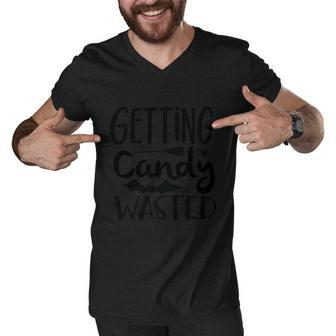 Getting Candy Wasted Halloween Quote V2 Men V-Neck Tshirt - Monsterry AU