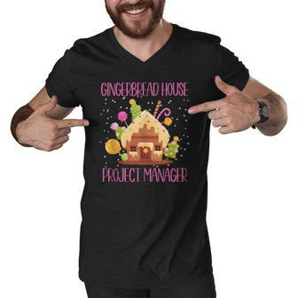 Gingerbread House Project Manager Family Matching Men V-Neck Tshirt - Thegiftio UK