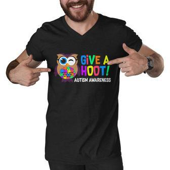 Give A Hoot Autism Awareness Men V-Neck Tshirt - Monsterry UK