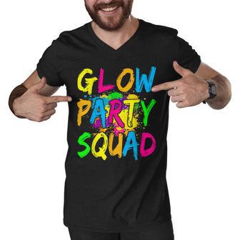 Glow Party Squad Paint Splatter Effect Glow Party Men V-Neck Tshirt - Thegiftio