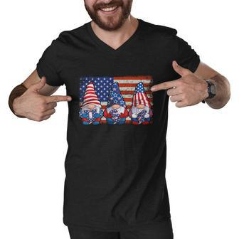 Gnomes Patriotic American Flag Cute Gnomes 4Th Of July Great Gift Men V-Neck Tshirt - Monsterry