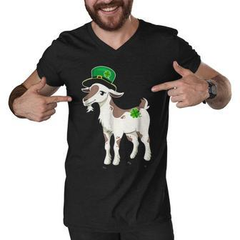 Goat Leprechaun Green Shamrock St Patricks Day Men V-Neck Tshirt - Thegiftio UK