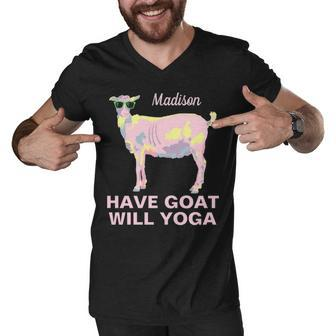Goat Yoga Pastels Add Your Name Will Yoga Funny Men V-Neck Tshirt - Thegiftio UK