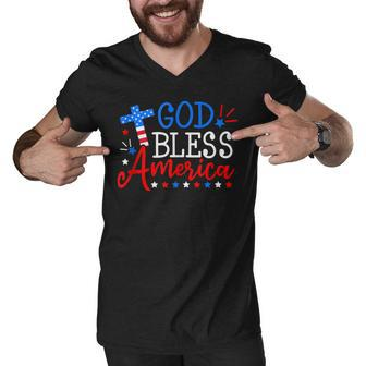 God Bless America 4Th Of July Funny Us Flag Patriotic Men V-Neck Tshirt - Seseable