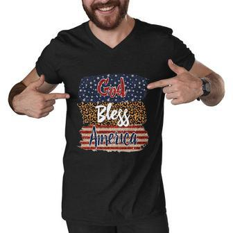 God Bless America Flag Gift 4Th Of July Independence Day Gift Men V-Neck Tshirt - Monsterry