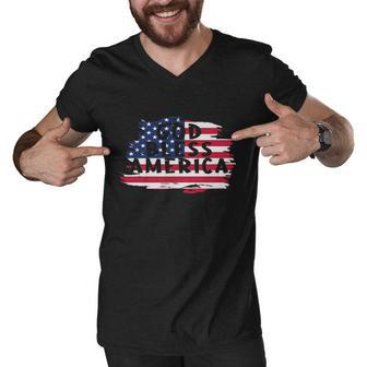 God Bless America Usa American Flag United States Country Funny Gift Men V-Neck Tshirt - Monsterry DE