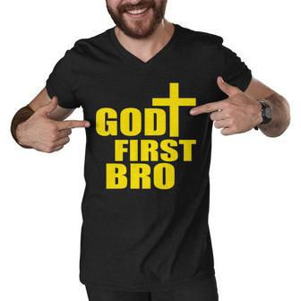 God First Bro Men V-Neck Tshirt - Monsterry