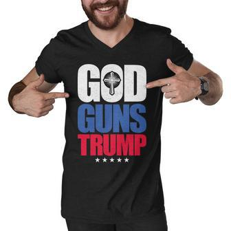 God Guns & Donald Trump V2 Men V-Neck Tshirt - Monsterry DE