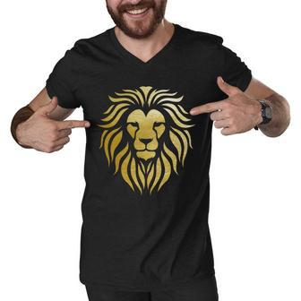 Golden King Lion Tshirt Men V-Neck Tshirt - Monsterry AU