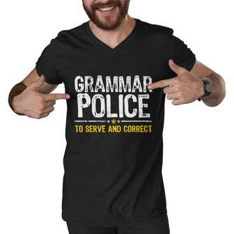 Grammar Police To Serve And Correct Funny Meme Tshirt Men V-Neck Tshirt - Monsterry UK