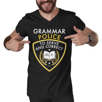 Grammar Police To Serve And Correct Funny V2 Men V-Neck Tshirt - Monsterry