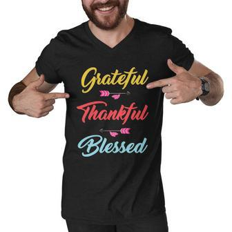 Grateful Thankful Blessed Tshirt Men V-Neck Tshirt - Monsterry UK