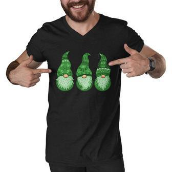 Green Ugly Sweater Irish Gnomes St Patricks Day Men V-Neck Tshirt - Monsterry CA