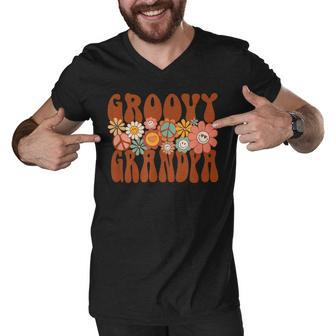 Groovy Grandpa Retro Matching Family Baby Shower V2 Men V-Neck Tshirt - Thegiftio UK