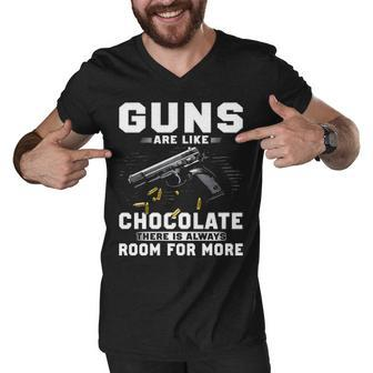 Guns Like Chocolates Men V-Neck Tshirt - Seseable