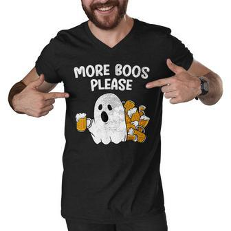 Halloween Boo Ghost Drinking Beer More Boos Please Costume V2 Men V-Neck Tshirt - Thegiftio UK