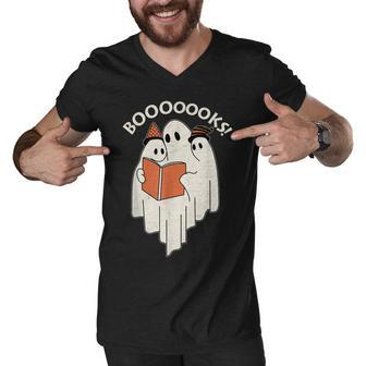 Halloween Booooks Cute Ghost Reading Library Books Halloween V3 Men V-Neck Tshirt - Thegiftio UK