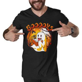 Halloween Booooks Cute Ghost Reading Library Books Halloween V4 Men V-Neck Tshirt - Thegiftio UK