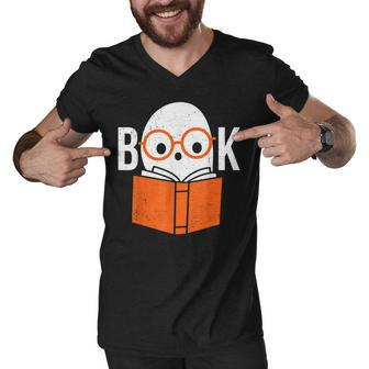 Halloween Booooks Cute Ghost Reading Library Books Halloween V5 Men V-Neck Tshirt - Thegiftio UK