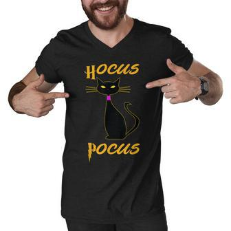 Halloween Hocus Pocus Cat Men V-Neck Tshirt - Seseable
