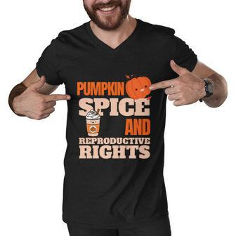 Halloween Pumpkin Spice And Reproductive Support Design Cute Gift Men V-Neck Tshirt - Monsterry AU