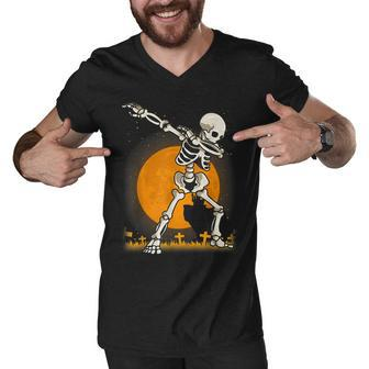 Halloween Shirts For Boys Kids Dabbing Skeleton Costume Dab Men V-Neck Tshirt - Thegiftio UK