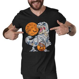 Halloween Shirts For Boys Men Dinosaur T Rex Mummy Pumpkin Men V-Neck Tshirt - Thegiftio UK