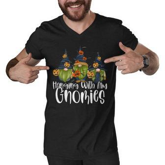 Hanging With My Gnomies Funny Garden Gnome Halloween Men V-Neck Tshirt - Thegiftio UK
