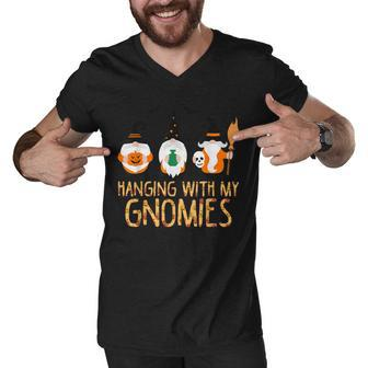 Hanging With My Gnomies Funny Garden Gnome Halloween Men V-Neck Tshirt - Thegiftio UK
