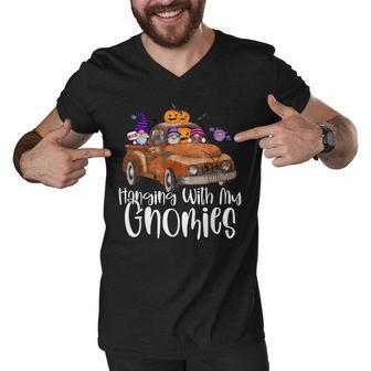 Hanging With My Gnomies Funny Gnome Halloween Men V-Neck Tshirt - Thegiftio UK