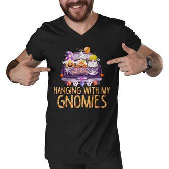 Hanging With My Gnomies Happy Hallothanksmas Gnomes Men V-Neck Tshirt - Thegiftio UK