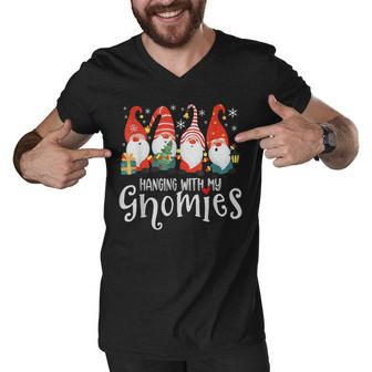 Hanging With My Gnomies Merry Christmas Gnomes Garden Gnome Men V-Neck Tshirt - Thegiftio UK