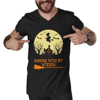Hanging With My Witches Halloween Quote Men V-Neck Tshirt - Monsterry DE