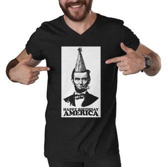 Happy Birthday America Abe Lincoln Men V-Neck Tshirt - Monsterry AU