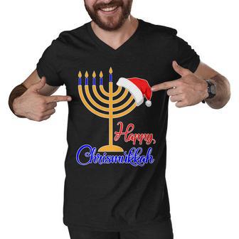 Happy Chrismukkah Christmas Hanukkah Tshirt Men V-Neck Tshirt - Monsterry