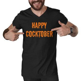 Happy Cocktober Funny Halloween Sayings Womens Tees Tops V2 Men V-Neck Tshirt - Thegiftio UK